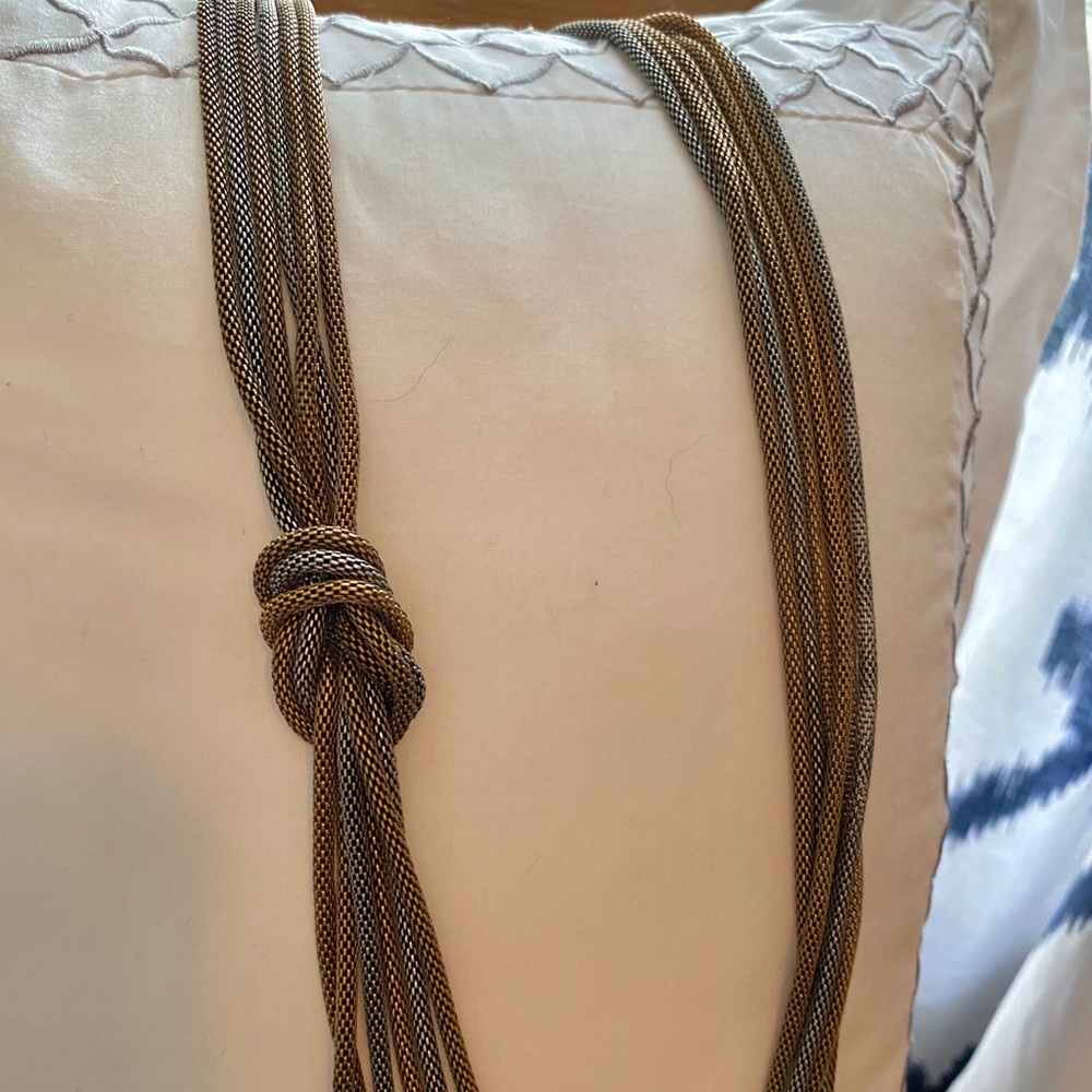 Two tone long BCBG necklace with knot detail - Picture 3 of 3